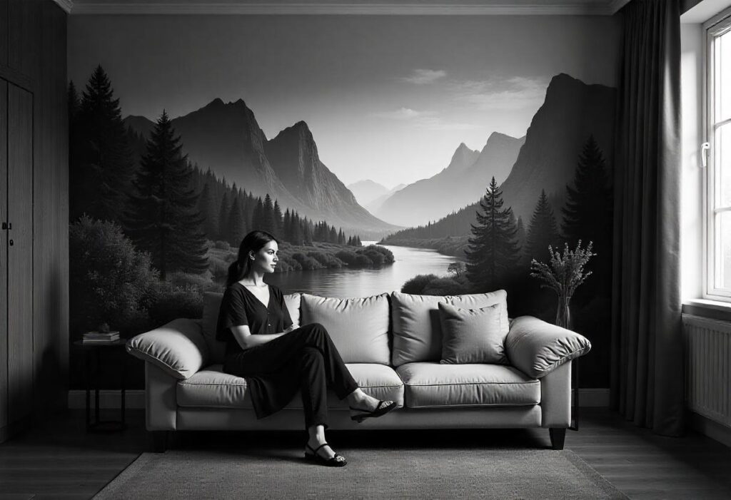 Artistic Wall Murals Living Room Wall Design